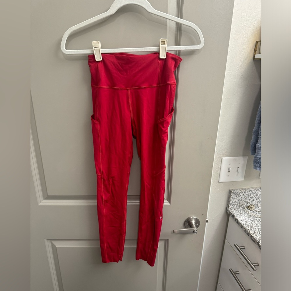Lululemon fast and free high rise tight 25” dark red size 6
